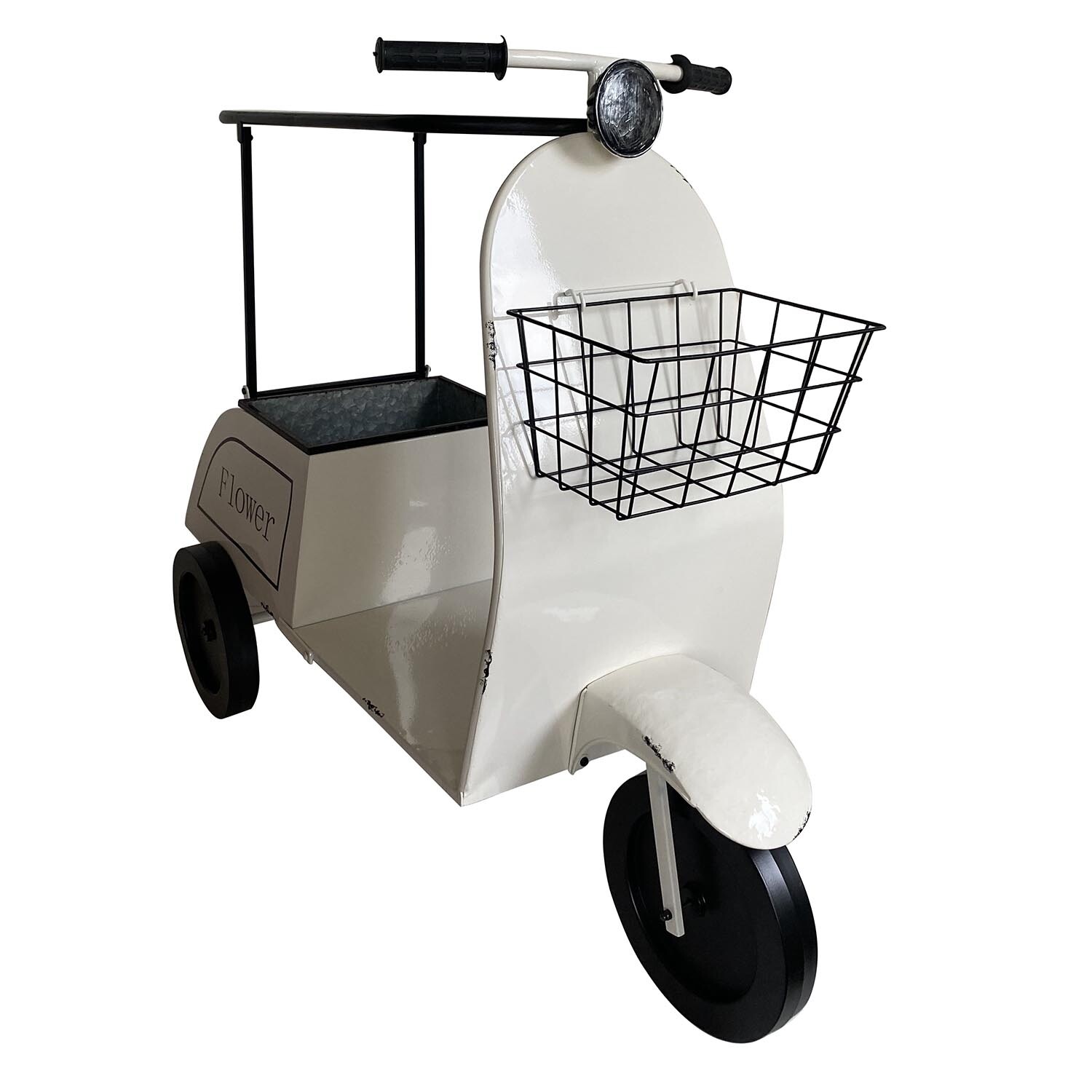 Scooter Planter With Table  - White Image 1