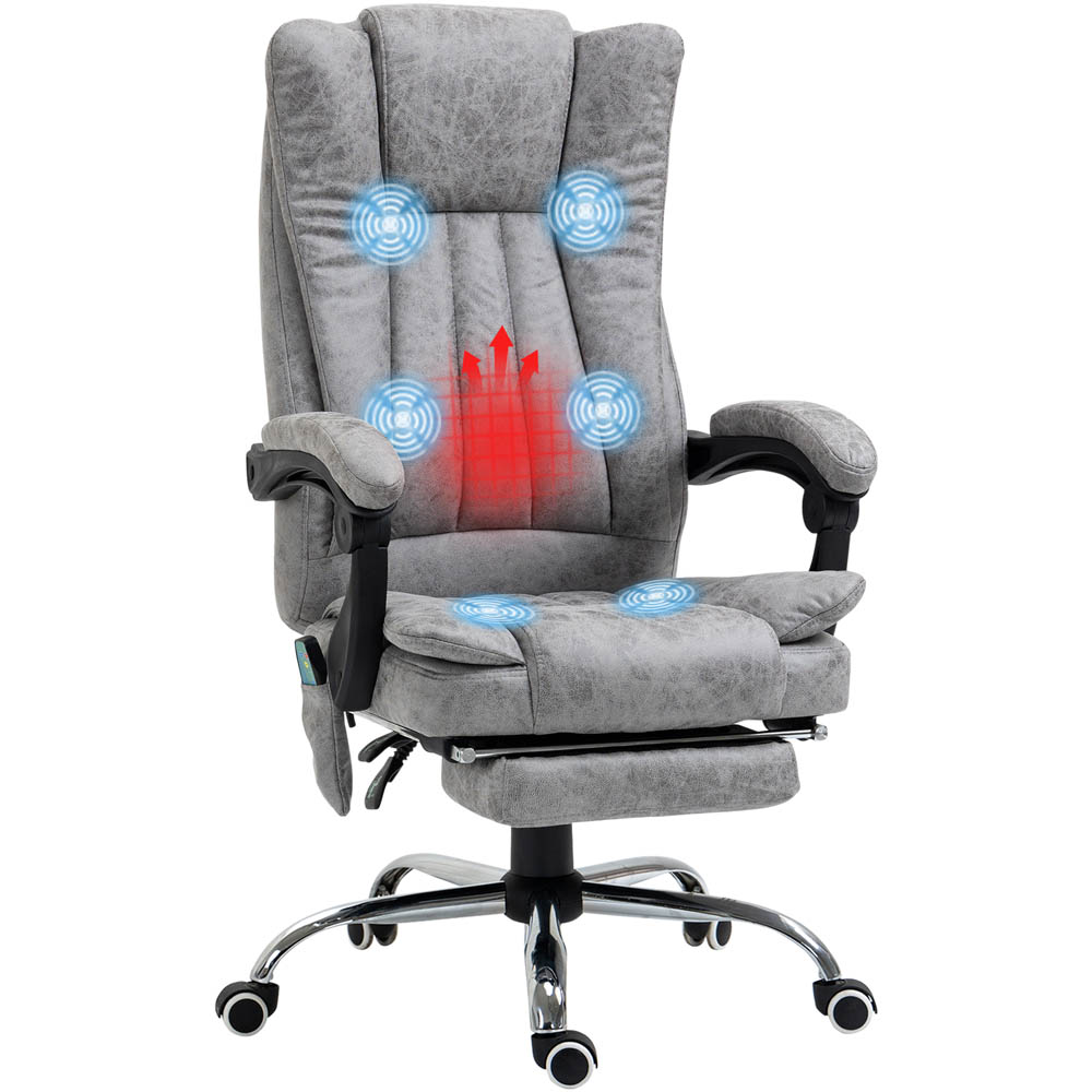 Portland Grey Microfibre Swivel Vibrating Massage Office Chair Image 2