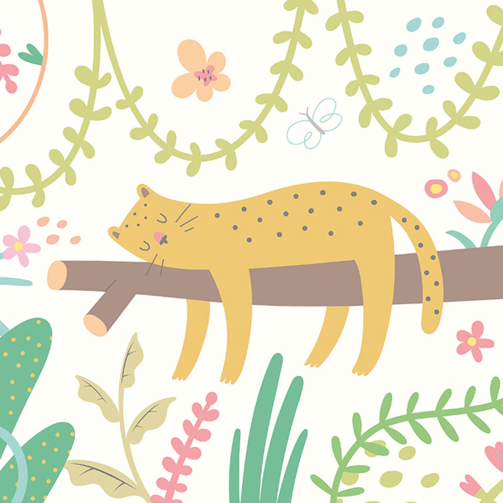 Origin Murals Sleeping Jungle Leopard Green Wall Mural Image 2