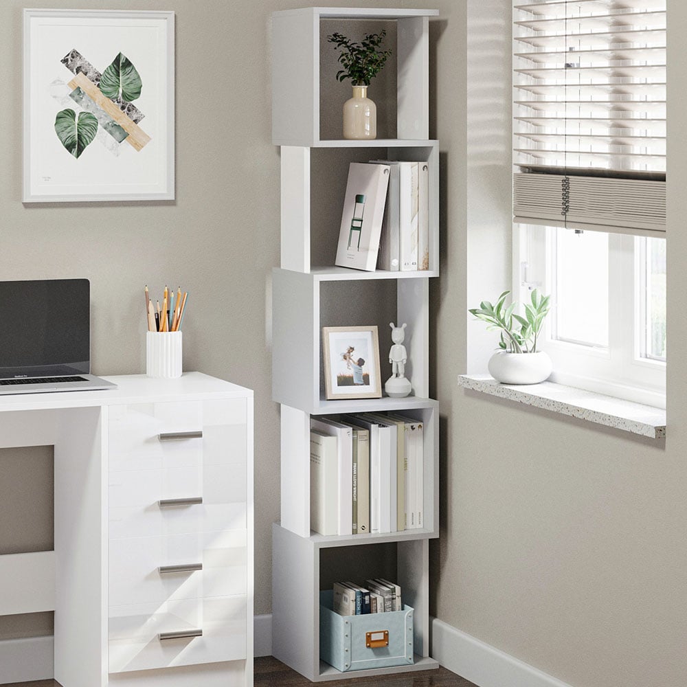 HOMCOM 5 Tier Light Grey Freestanding Bookshelf Image 1