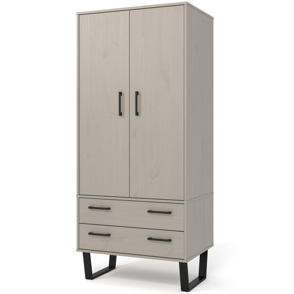 Core Products Texas 2 Door 2 Drawer Grey Waxed Pine Wardrobe Image 2