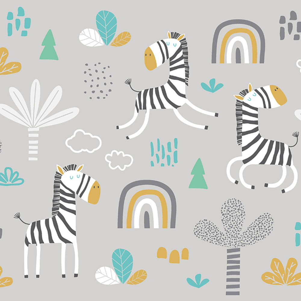 Origin Murals Dancing Zebras Grey Wall Mural Image 2