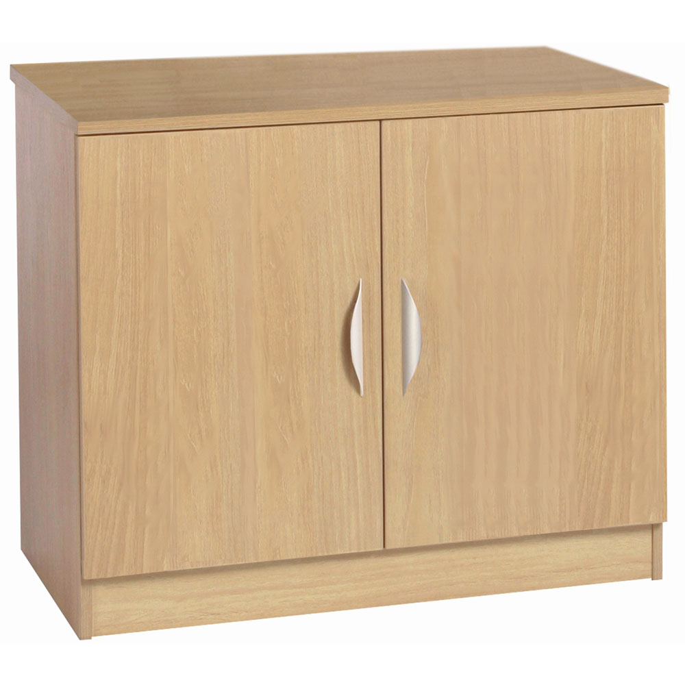 R White Cabinets 2 Door Brown Desk Height Wide Cupboard Image 2
