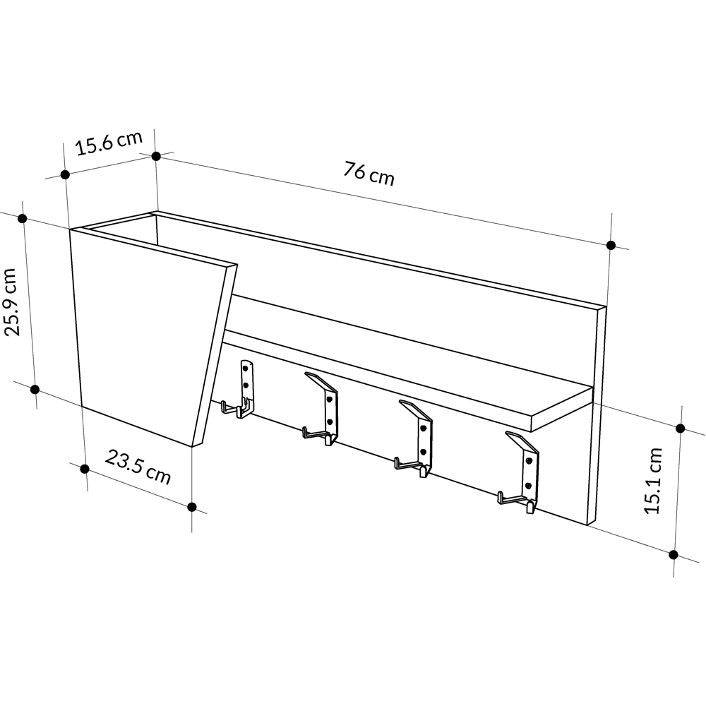 Decortie Eleva Single Shelf Oak and Anthracite Grey Modern Wall Mounted Coat Hanger Image 6