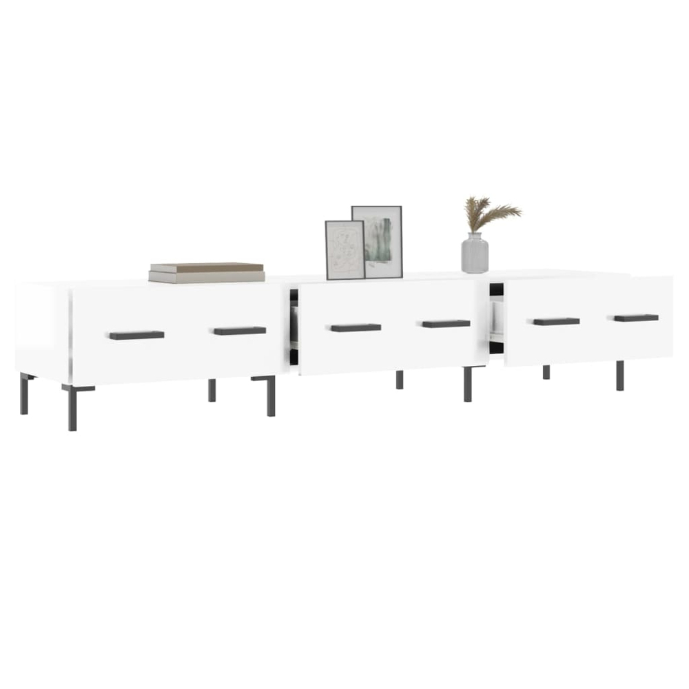vidaXL 3 Drawer High Gloss White TV Cabinet Image 4