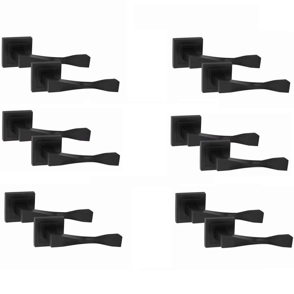 Golden Grace Matt Black Astrid Straight Door Handle Set 6 Pack Image 1
