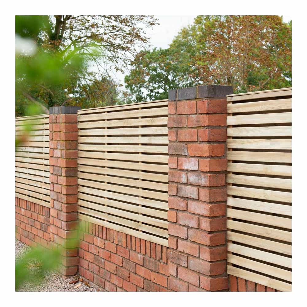 Forest Garden Contemporary Double Slat Pressure Treated Fence Panel 6 x 4ft 6 Pack Image 3