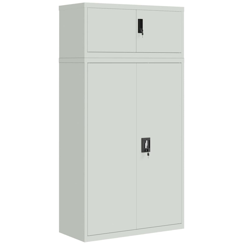 vidaXL 2 Door Light Grey Steel Filing Cabinet Set of 2 Image 2