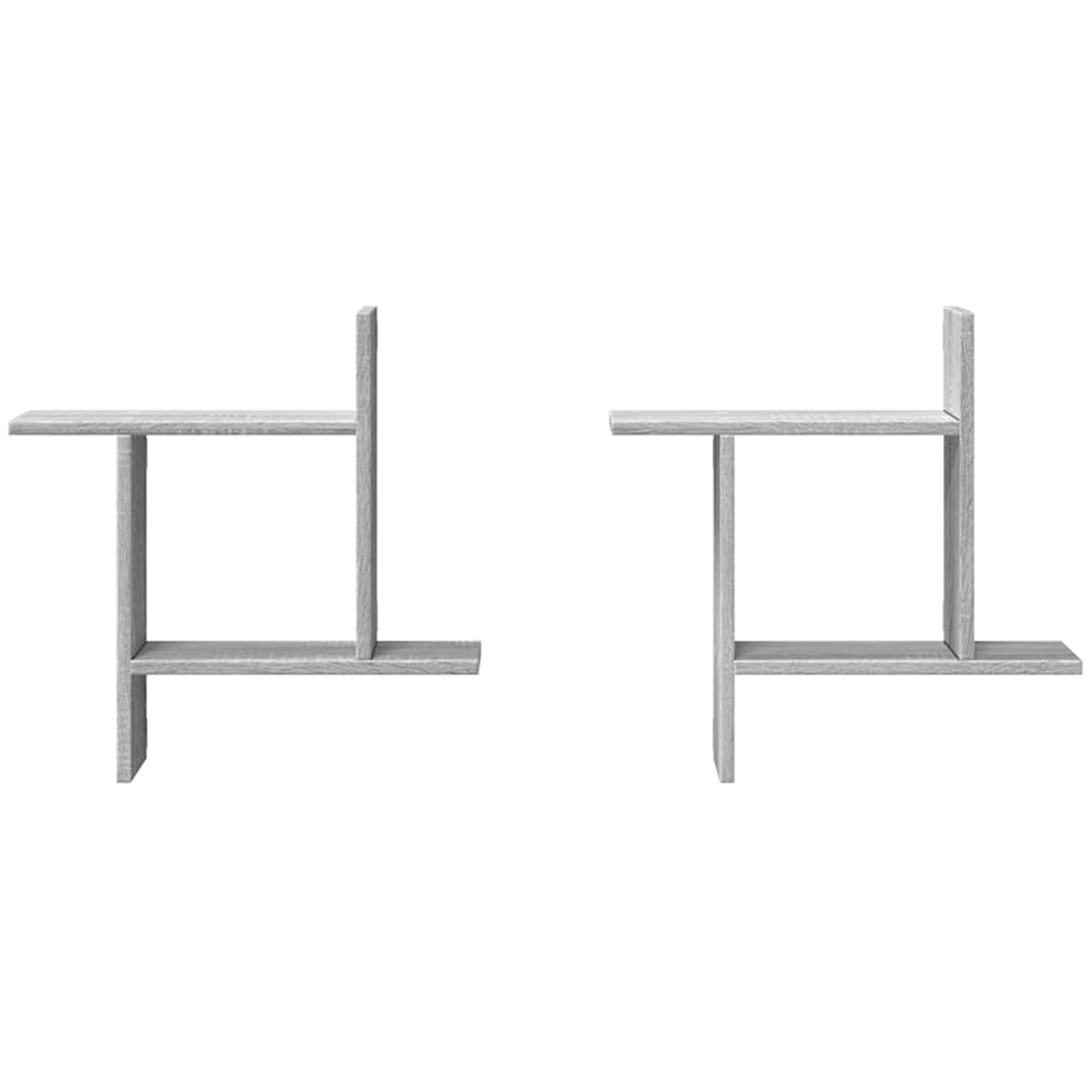 vidaXL Set of 2 3 Shelf Grey Sonoma Floating Wall Shelf Image 4