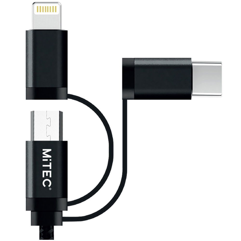 MiTEC MiPOWER Black Universal Lightning Charging Cable 2m Image 2