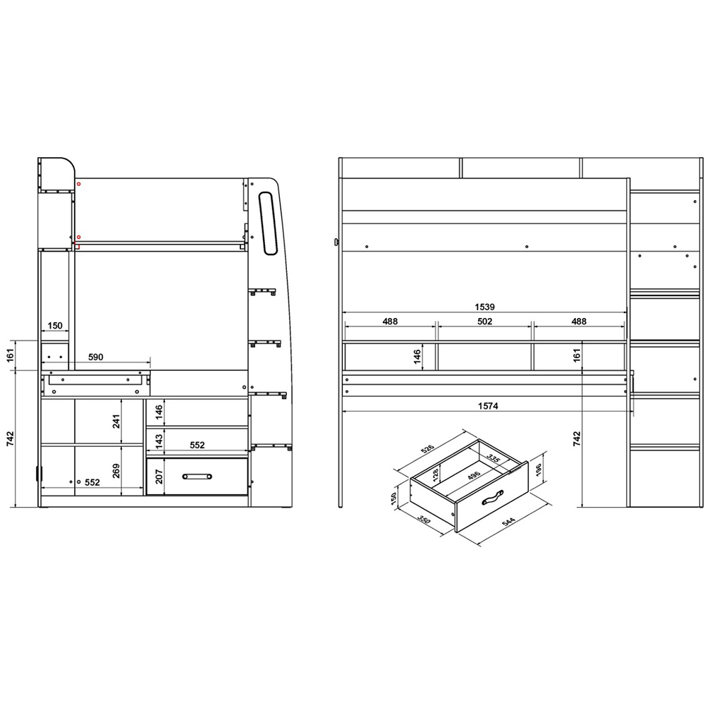 Recoil Kyrk Single Gaming High Sleeper Bed Image 5