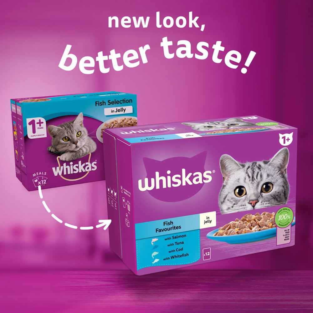 Whiskas Fish in Jelly Adult Wet Cat Food Pouches 85g Case of 4 x 12 Pack Image 8