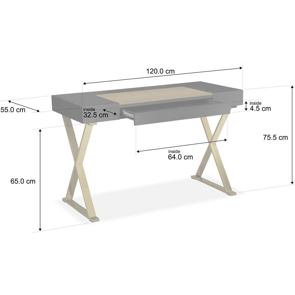 Centurion Supports Adonis Single Drawer Computer Desk with Leather Pad Black and Gold Image 9