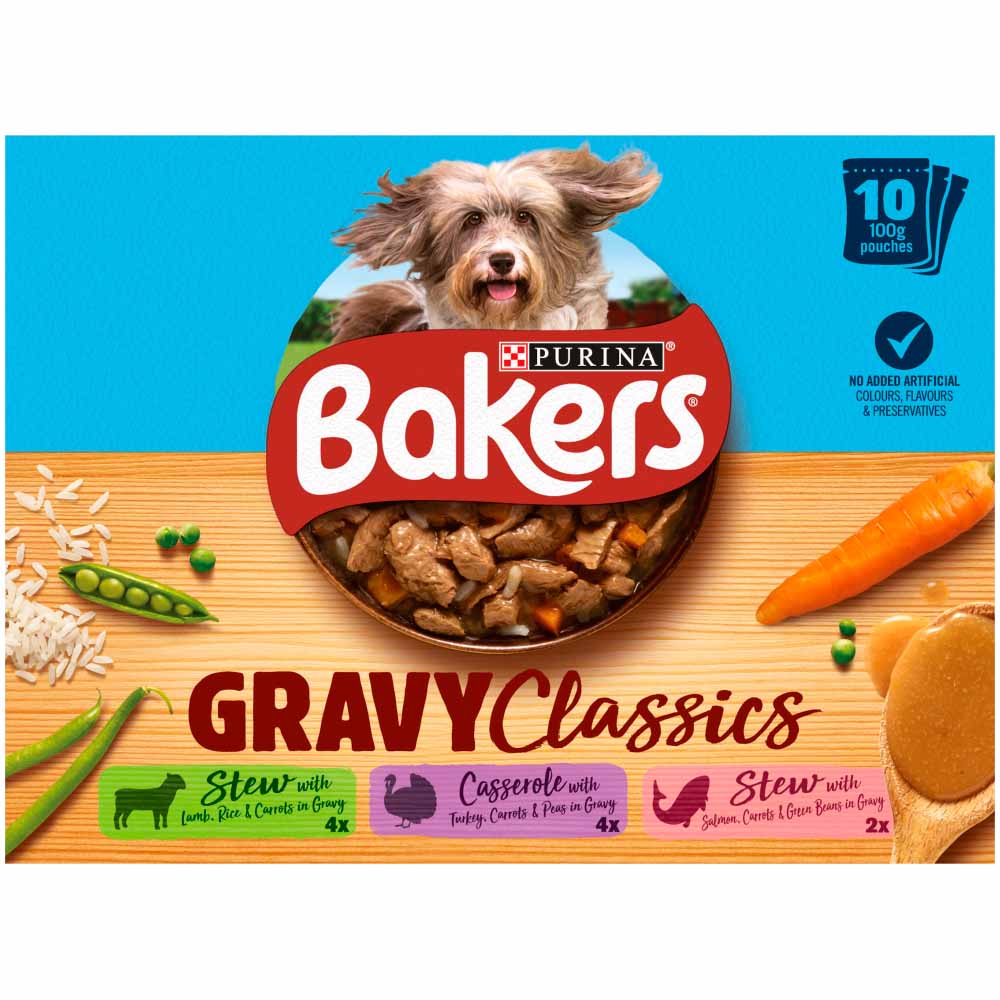 Bakers Gravy Classics Dog Food Lamb Turkey and Salmon 10 x 100g Image 2
