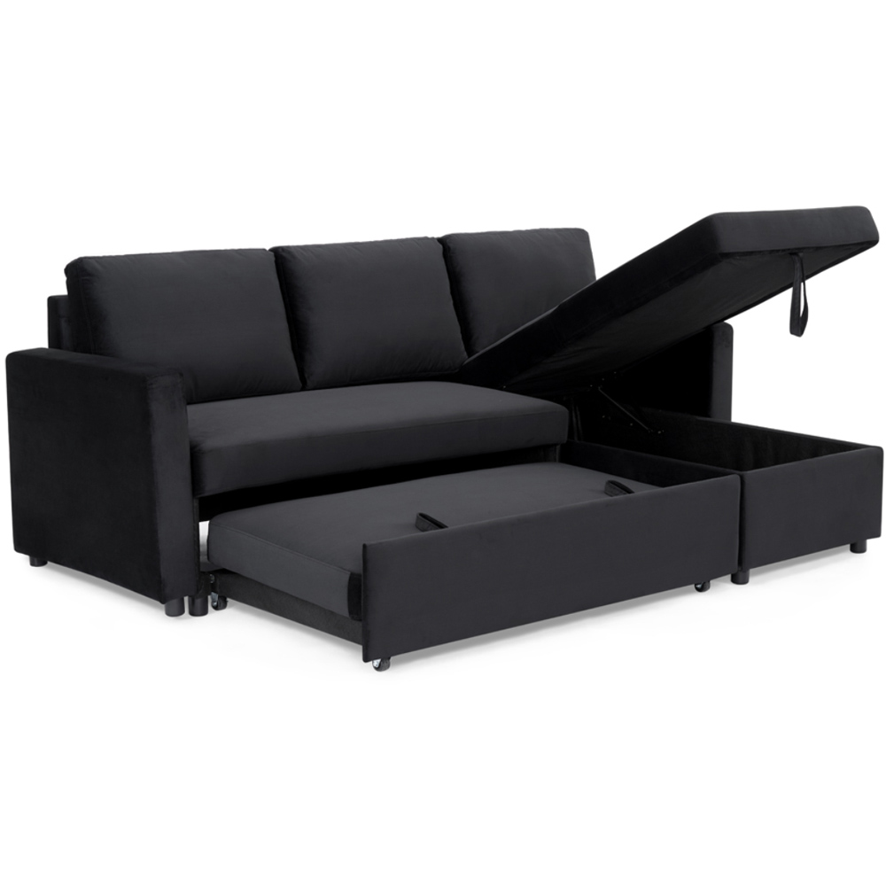 Home Detail Dorset Small Double Sleeper Black Velvet Pull Out Sofa Bed ...