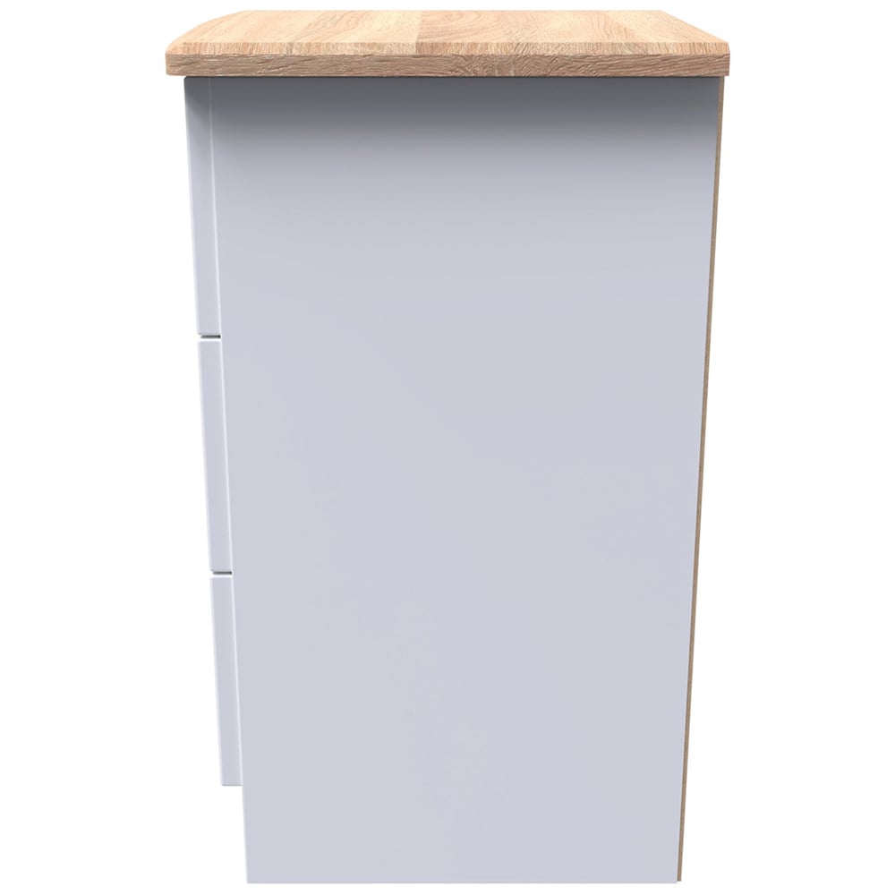 Crowndale Warwick 3 Drawer White Ash and Oak Bedside Cabinet Image 3