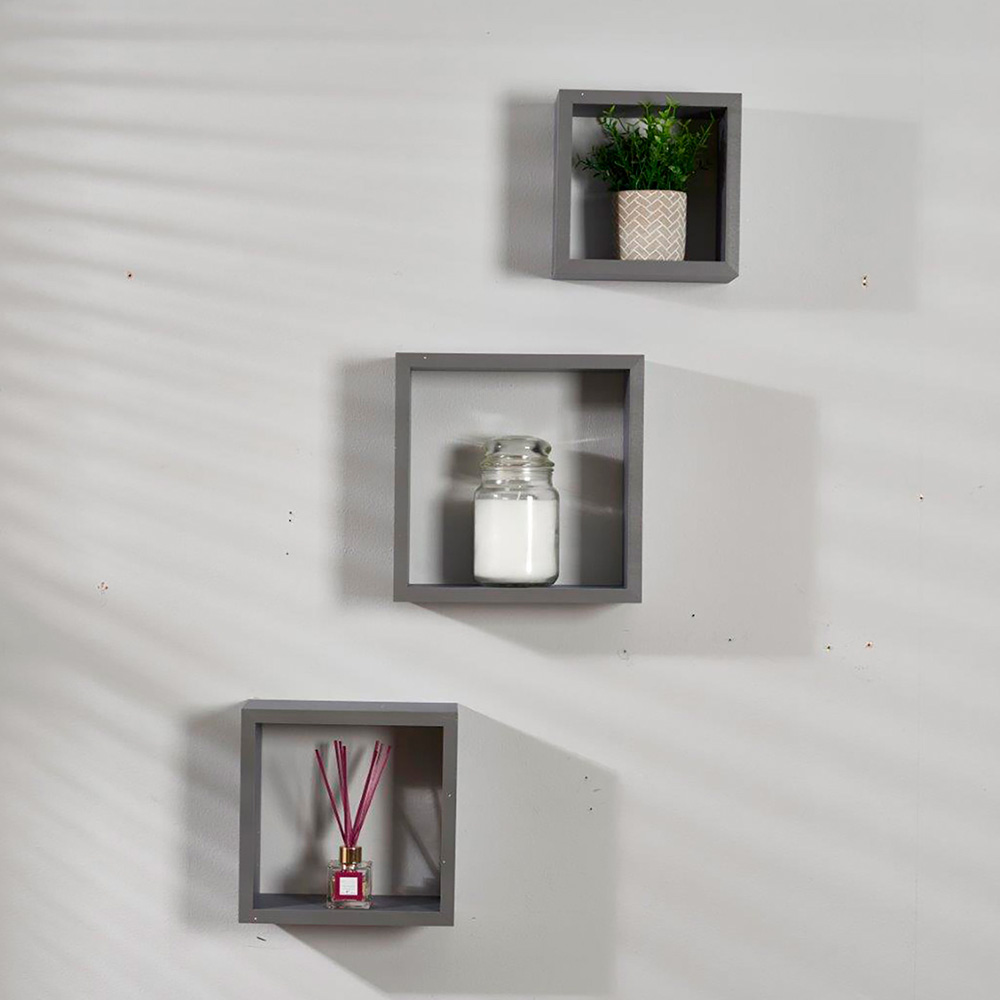Matt Aluminium Cube Wall Floating Shelf 3 Pack Image 5