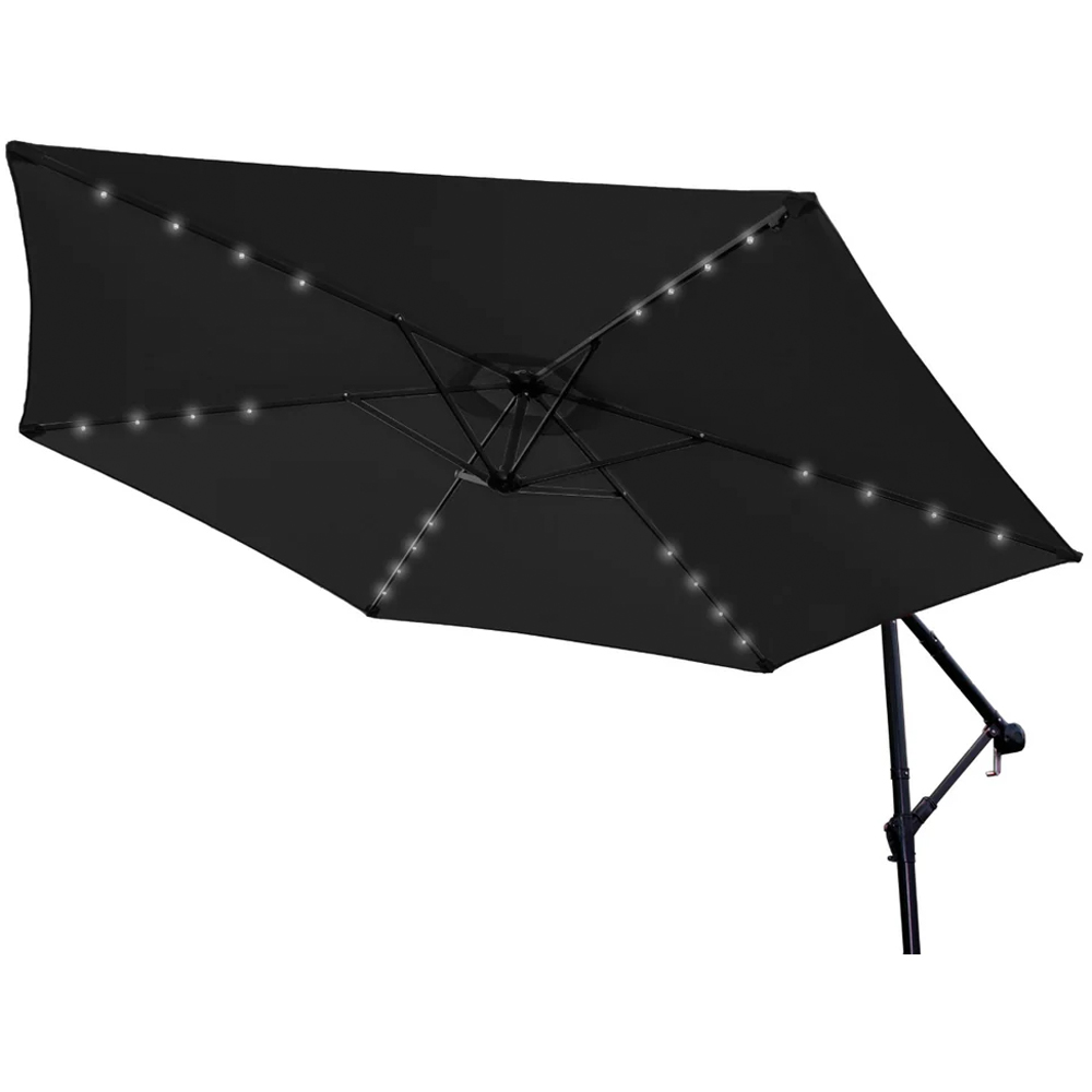 MonsterShop Grey LED Cantilever Parasol with Fan Base 3m Image 3