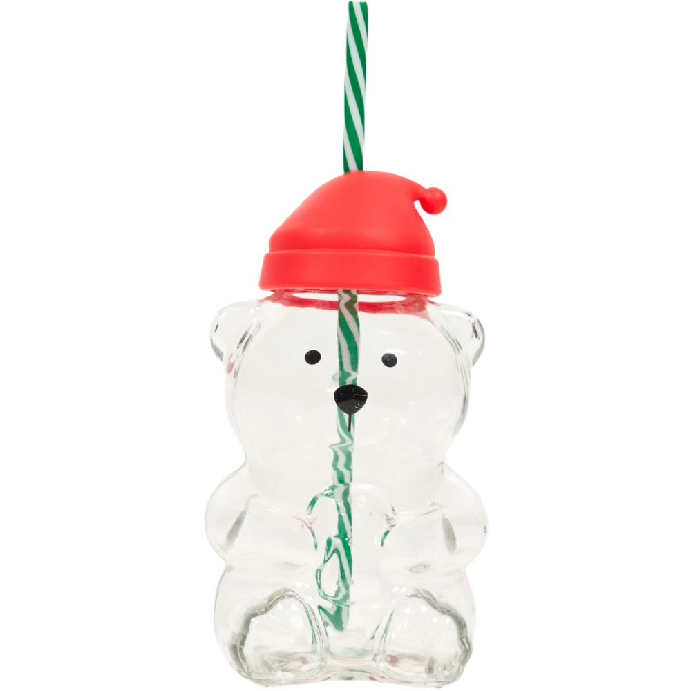 Bear Drinking Jar with Silicone Lid and Straw Image 2