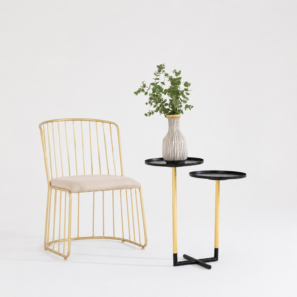 Premier Housewares Halle 2-Tier Black and Gold Intersecting Side Table Image 5