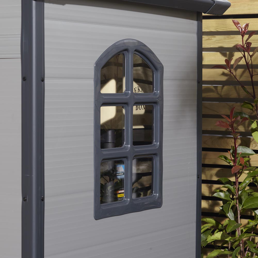 Rowlinson 4 x 3ft Light Grey Airevale Plastic Garden Shed Image 4