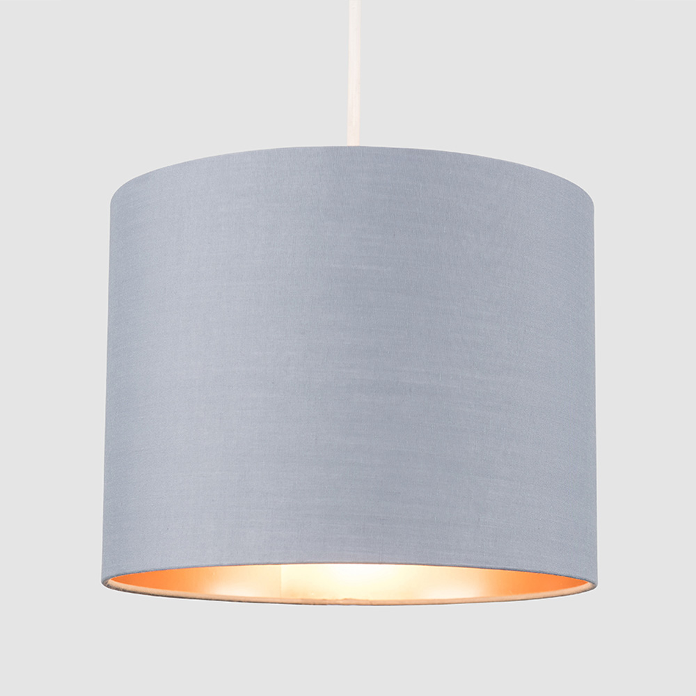 ValueLights Reni Grey with Metallic Copper Ceiling Drum Lamp Shade Small Image 2
