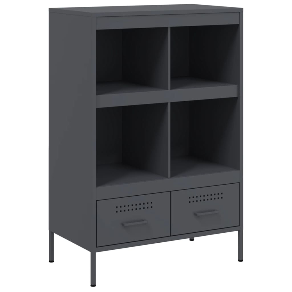 vidaXL 2 Drawer 4 Shelf Anthracite Cold-Rolled Steel Highboard Image 2