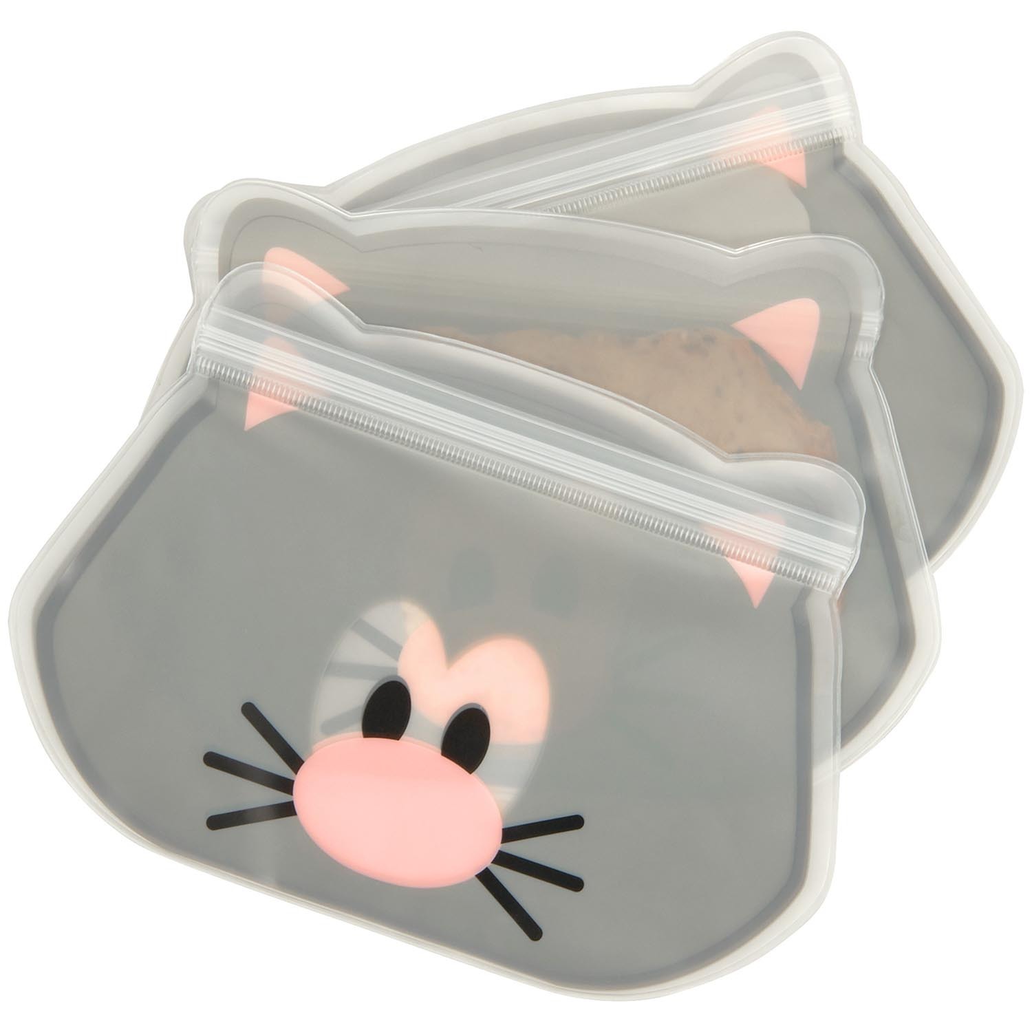 Pack of 3 Meow Zip Seal Bags - Grey Image 2