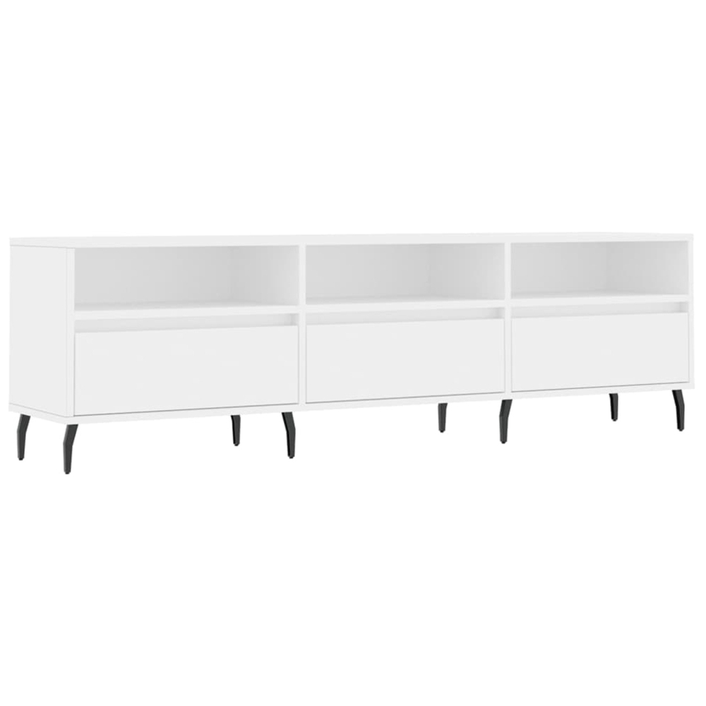 vidaXL 3 Door 3 Shelf White TV Cabinet Image 2