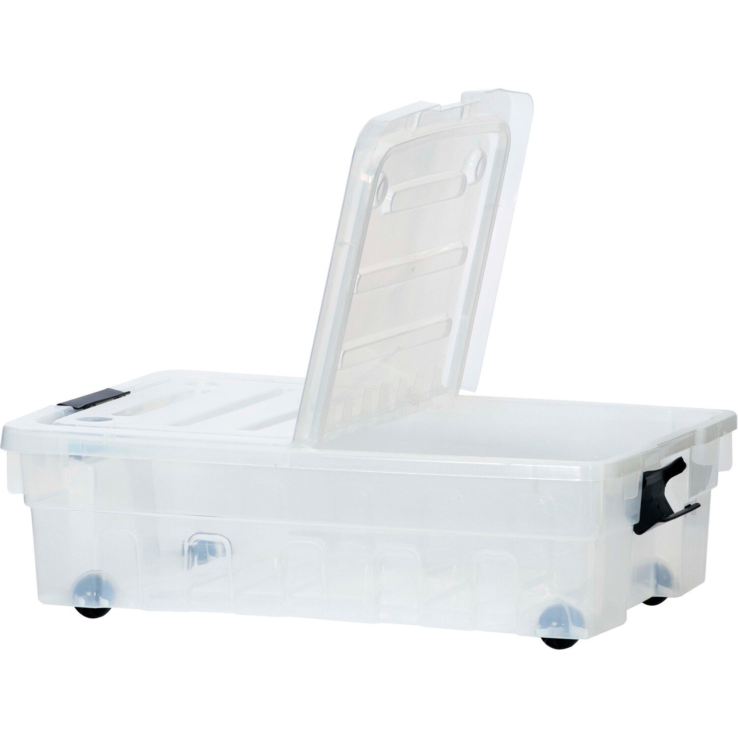 Grey Clip Storage Box with Wheels - Transparent Image 1