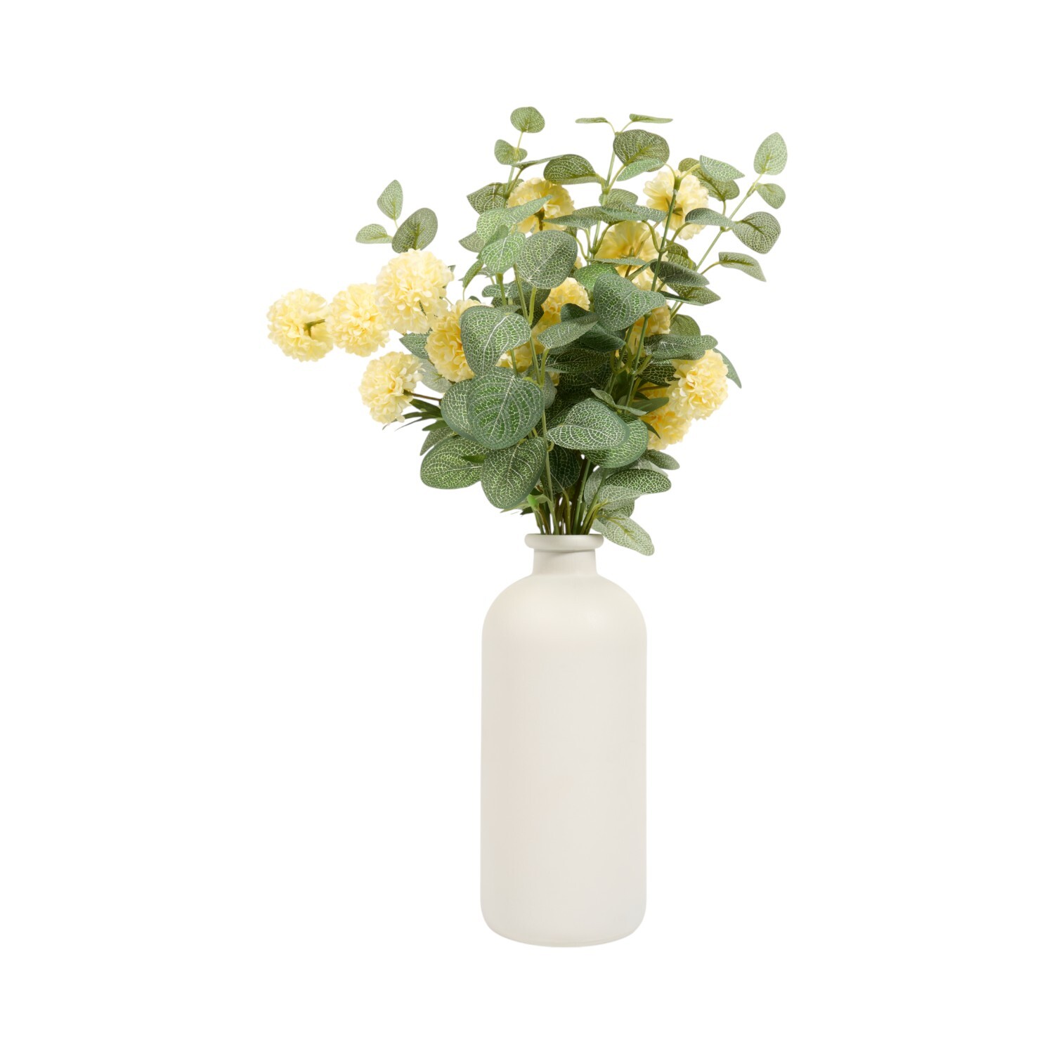Eucalyptus and Pompom Vase Arrangement Yellow Image 2