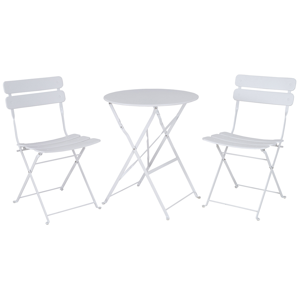 2 Seater White Folding Bistro Set Image 2