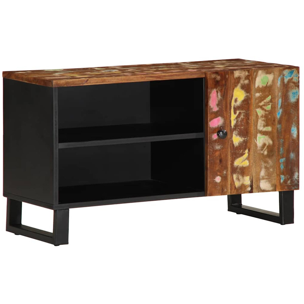 vidaXL Single Door 2 Open Shelf Multicolour TV Cabinet with Metal Stand Image 2