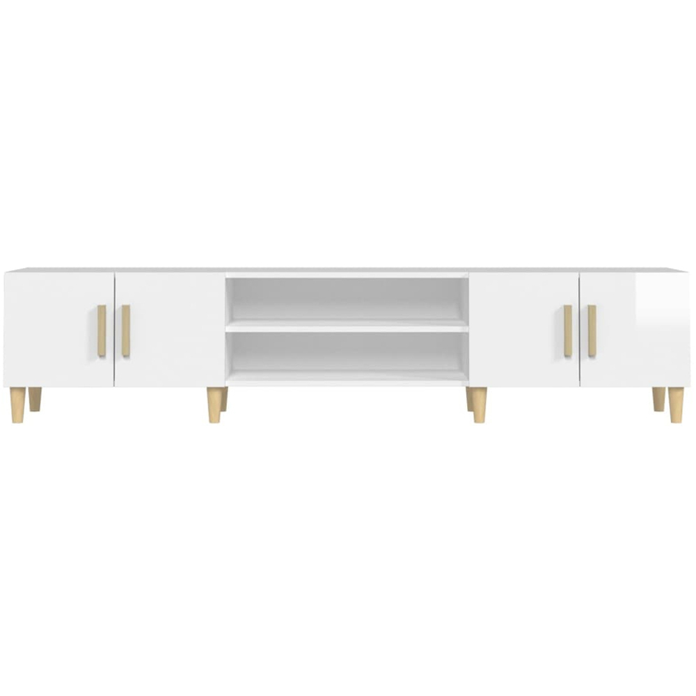 vidaXL 4 Door 2 Shelf High Gloss White TV Cabinet Image 6