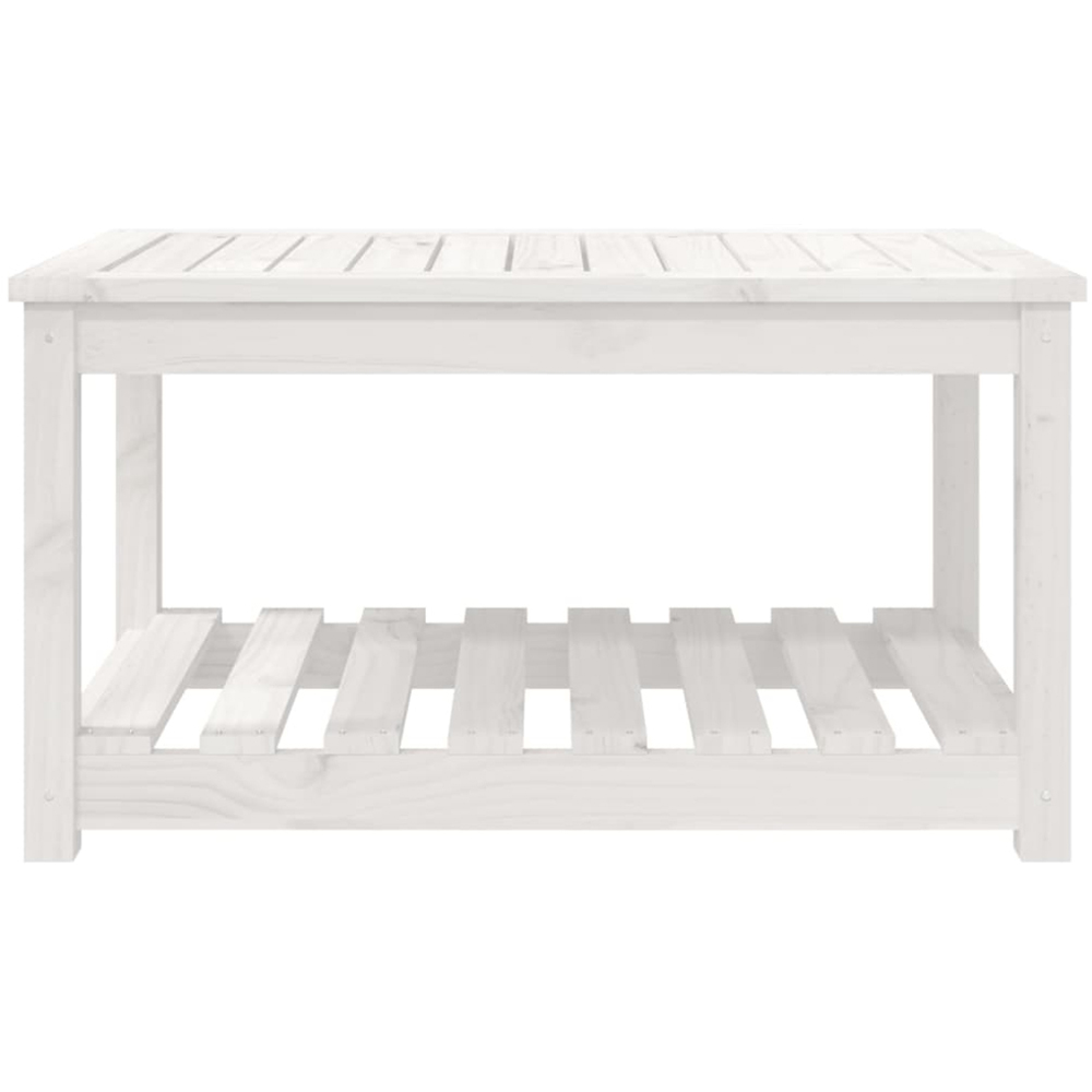vidaXL Single Shelf White Solid Pine Wood Slatted Garden Table 82.5 x 50.5cm Image 3