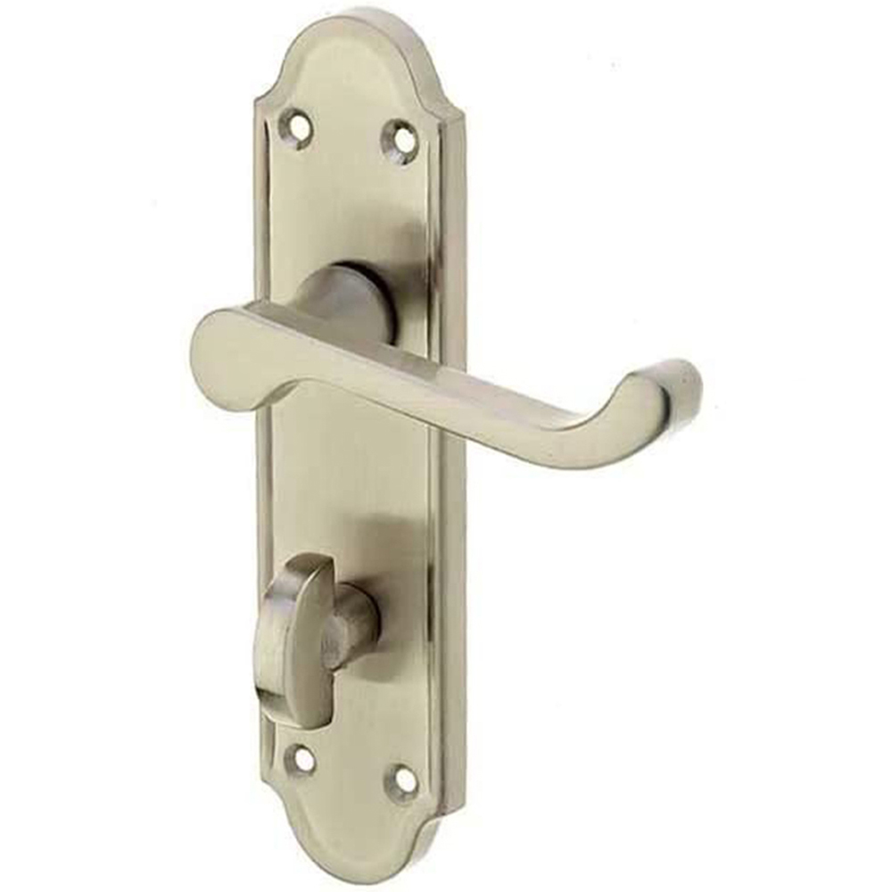 Golden Grace Satin Nickel Ashworth Ashford Bathroom Door Handle Set 170 x 40mm Image