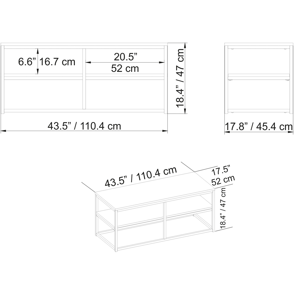 Decorotika Forteus Single Shelf White Marble Effect Oud Black Modern Coffee Table Image 6