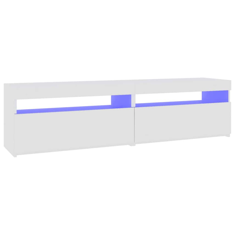 vidaXL Single Door Single Shelf High Gloss White LED TV Cabinet Set of 2 Image 4