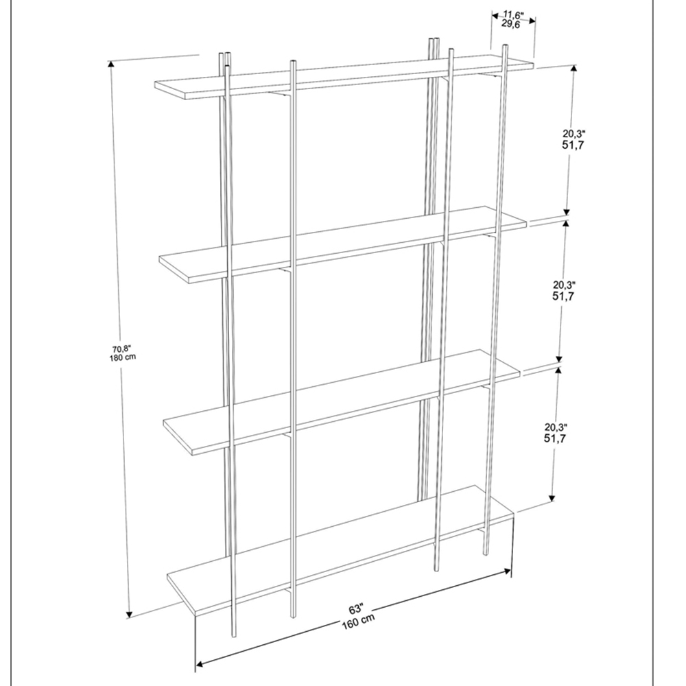 Decorotika Moss 4 Shelf Black Marble and White Bookcase Image 7