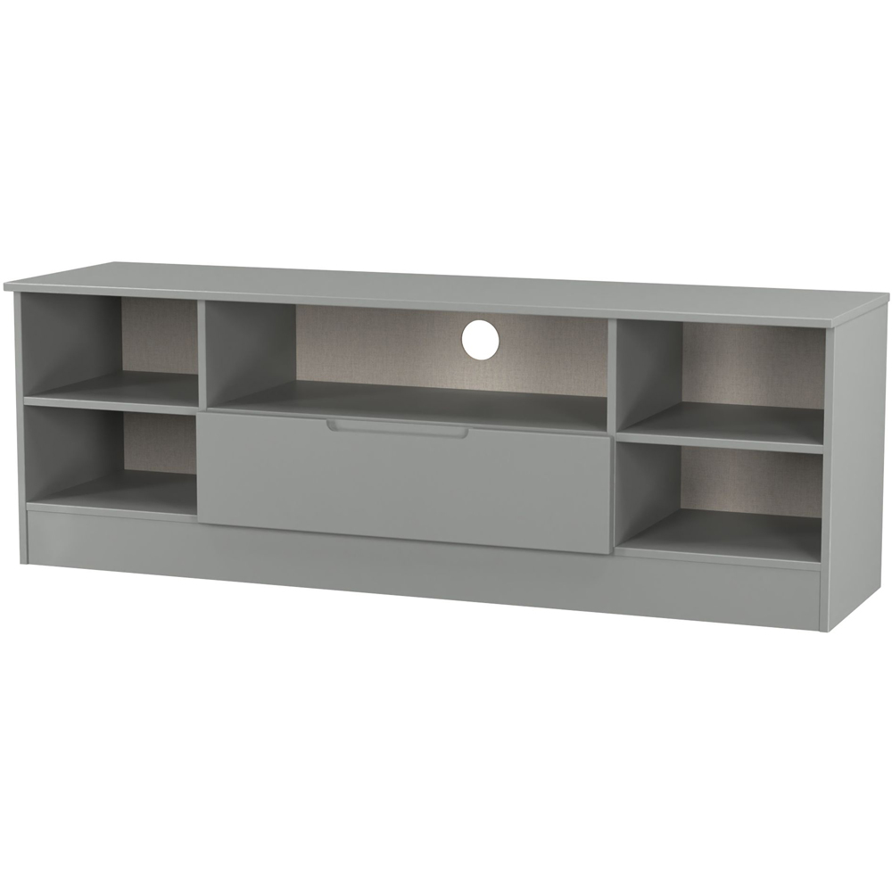 Crowndale Milan Single Drawer 5 Shelf Dusk Grey Wide TV Unit Ready Assembled Image 4