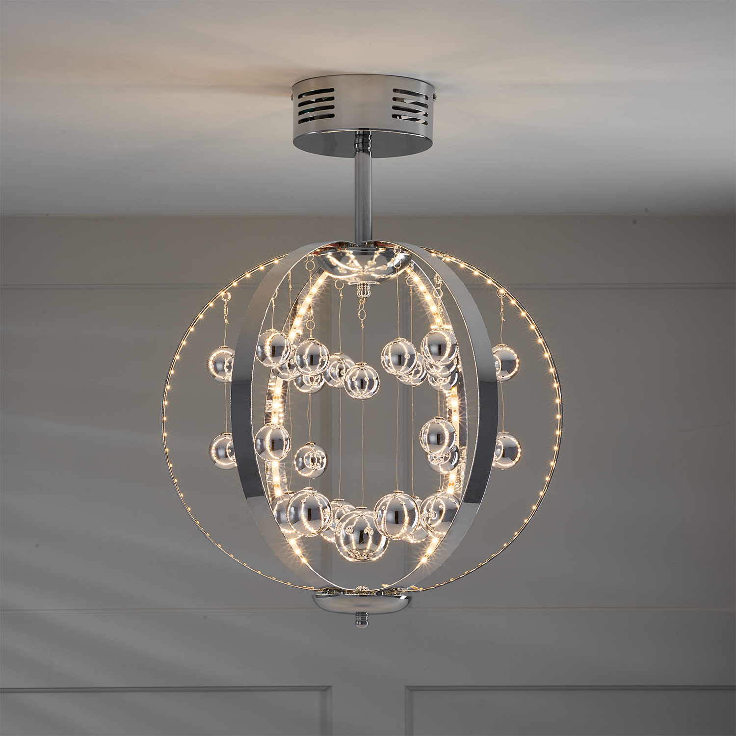 Chrome Orb LED Electrical Ceiling Fitting Image 4
