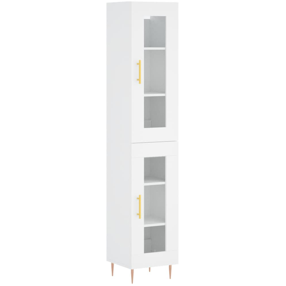 vidaXL 2 Glass Door White Highboard Image 2