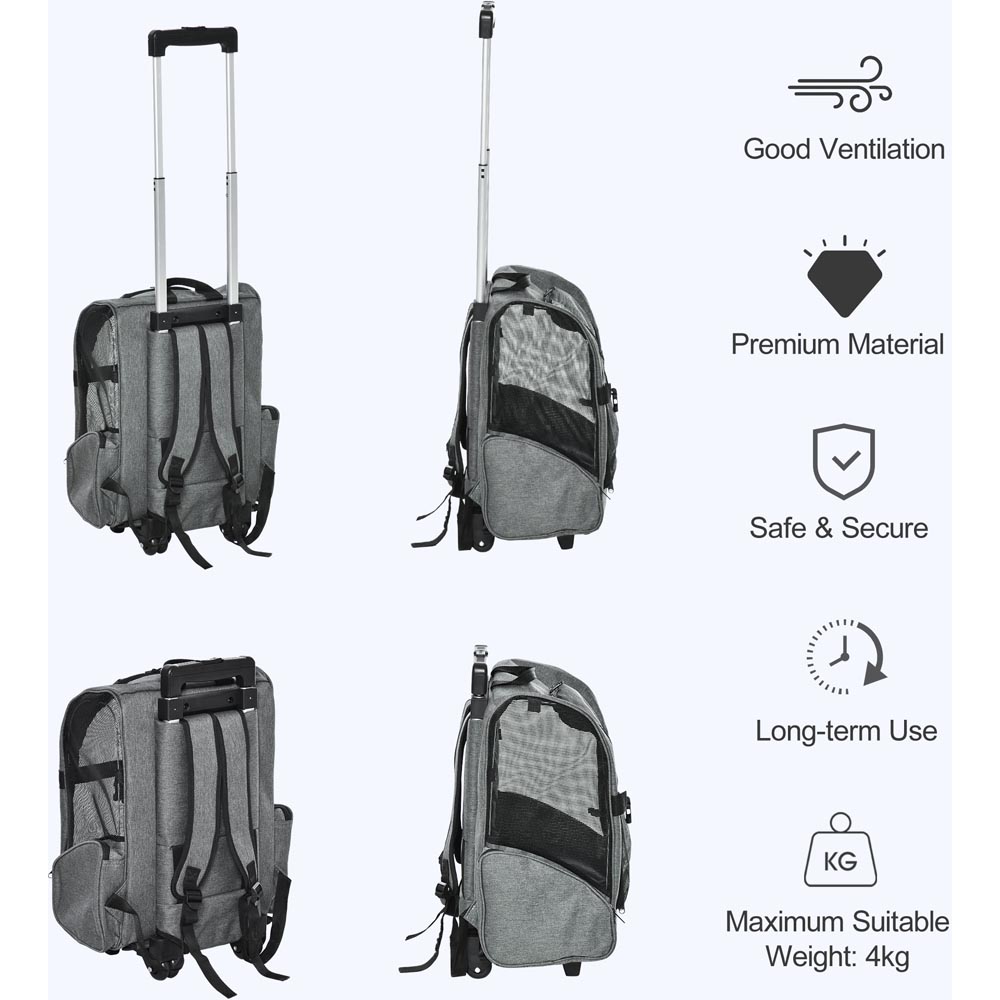 PawHut Pet Travel Backpack Bag Grey Image 2