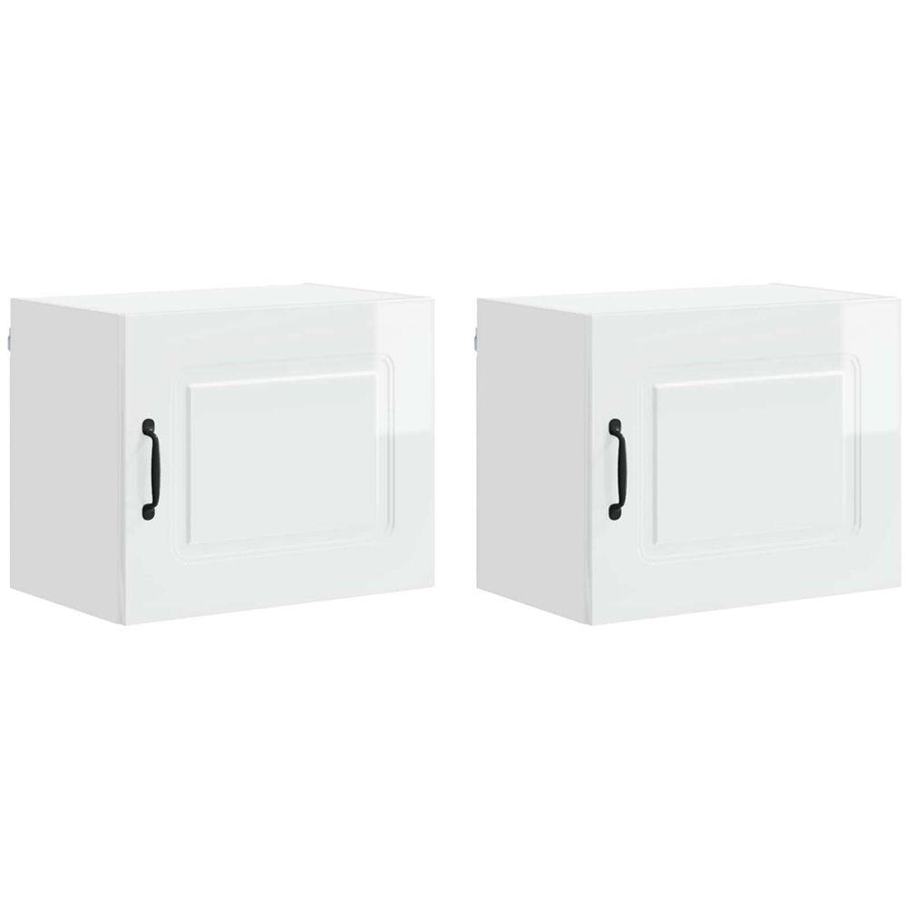 vidaXL Kalmar Single Door High Gloss White Wall Mounted Wide Kitchen Cabinet Set of 2 Image 8
