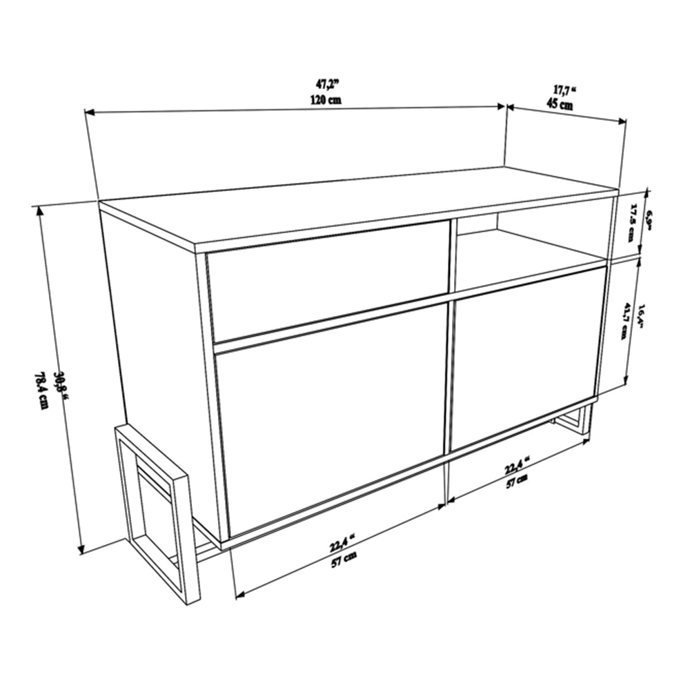 Decorotika Utopie 3 Door Singe Shelf Oak and Rattan Modern Storage Cabinet Image 8