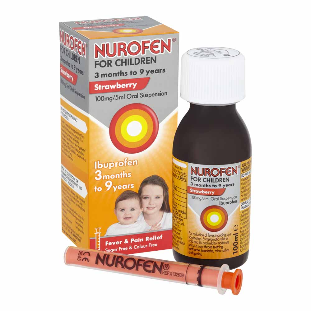 Nurofen for Children 3 months - 9 years Ibuprofen Oral Suspension Strawberry 100ml Image 3