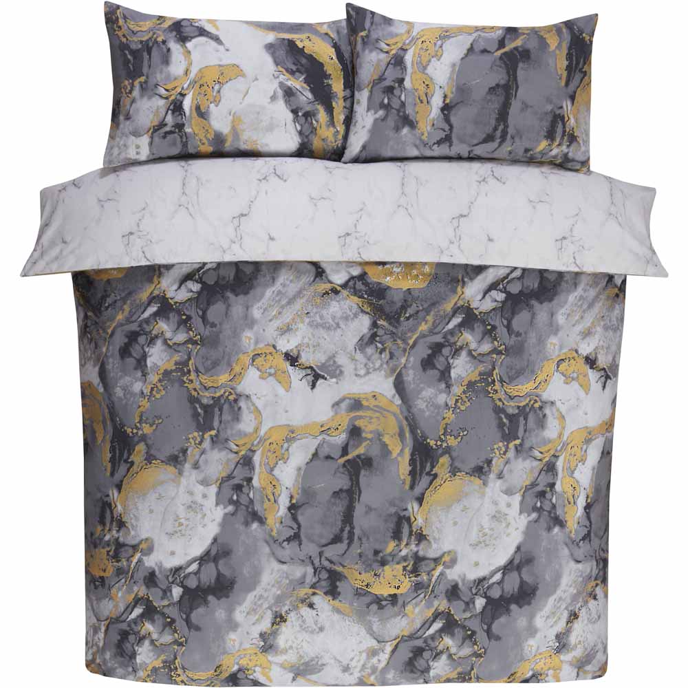 Sleepdown Marble Duvet Set Grey King Size Image 3