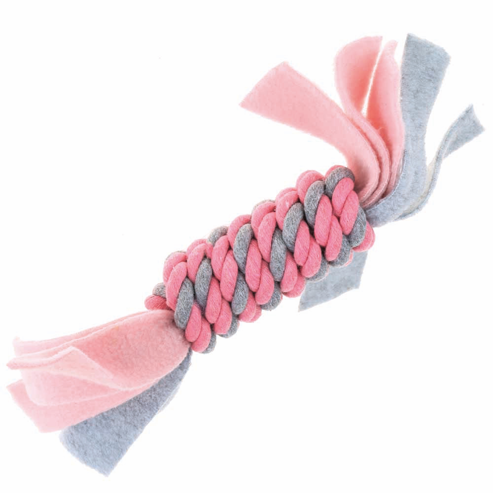 Little Rascals Pink Fleecy Rope Coil Puppy Toy Image 3