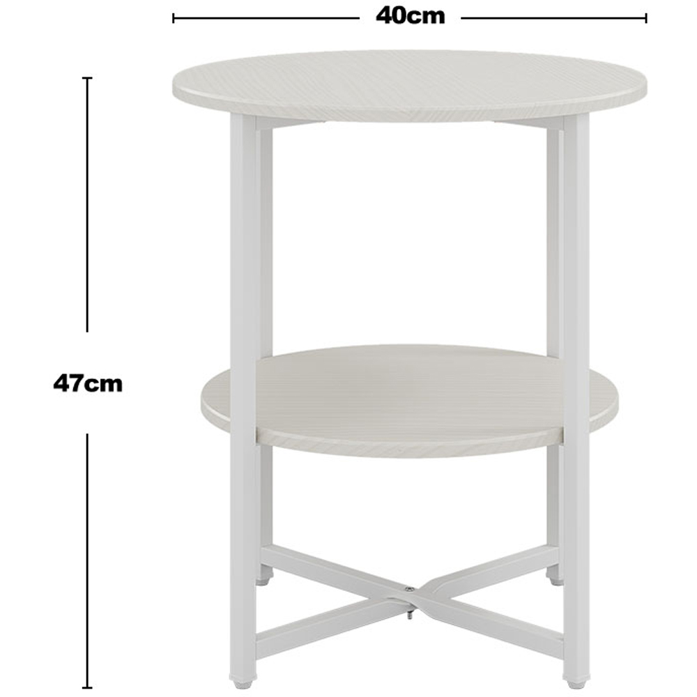 Living and Home 2 Tier White Round Coffee Table Image 9