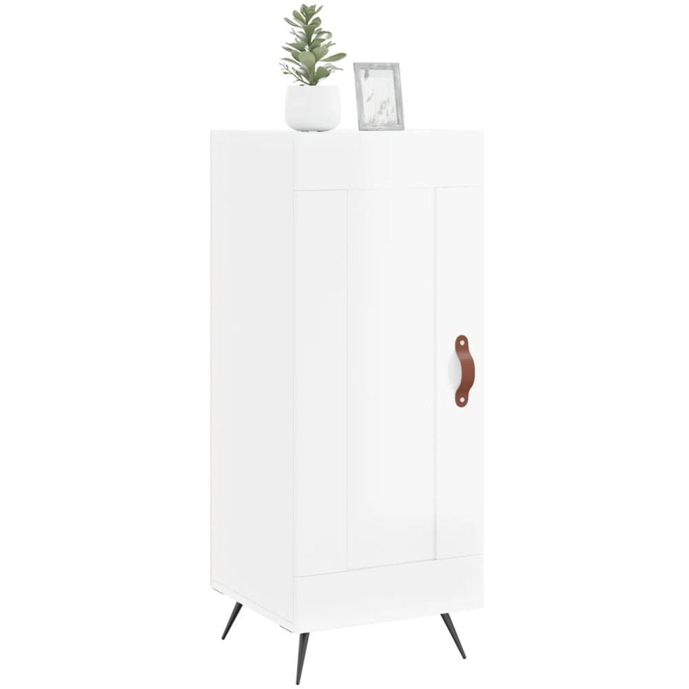 vidaXL Single Door High Gloss White Narrow Sideboard Image 3